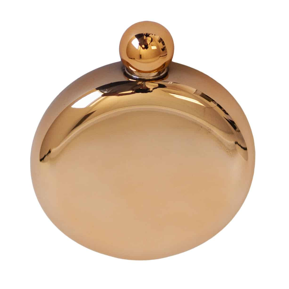 Round Rose Gold 5 oz Hip Flask