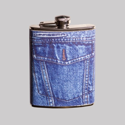 Blue Jeans Print 8oz Flask