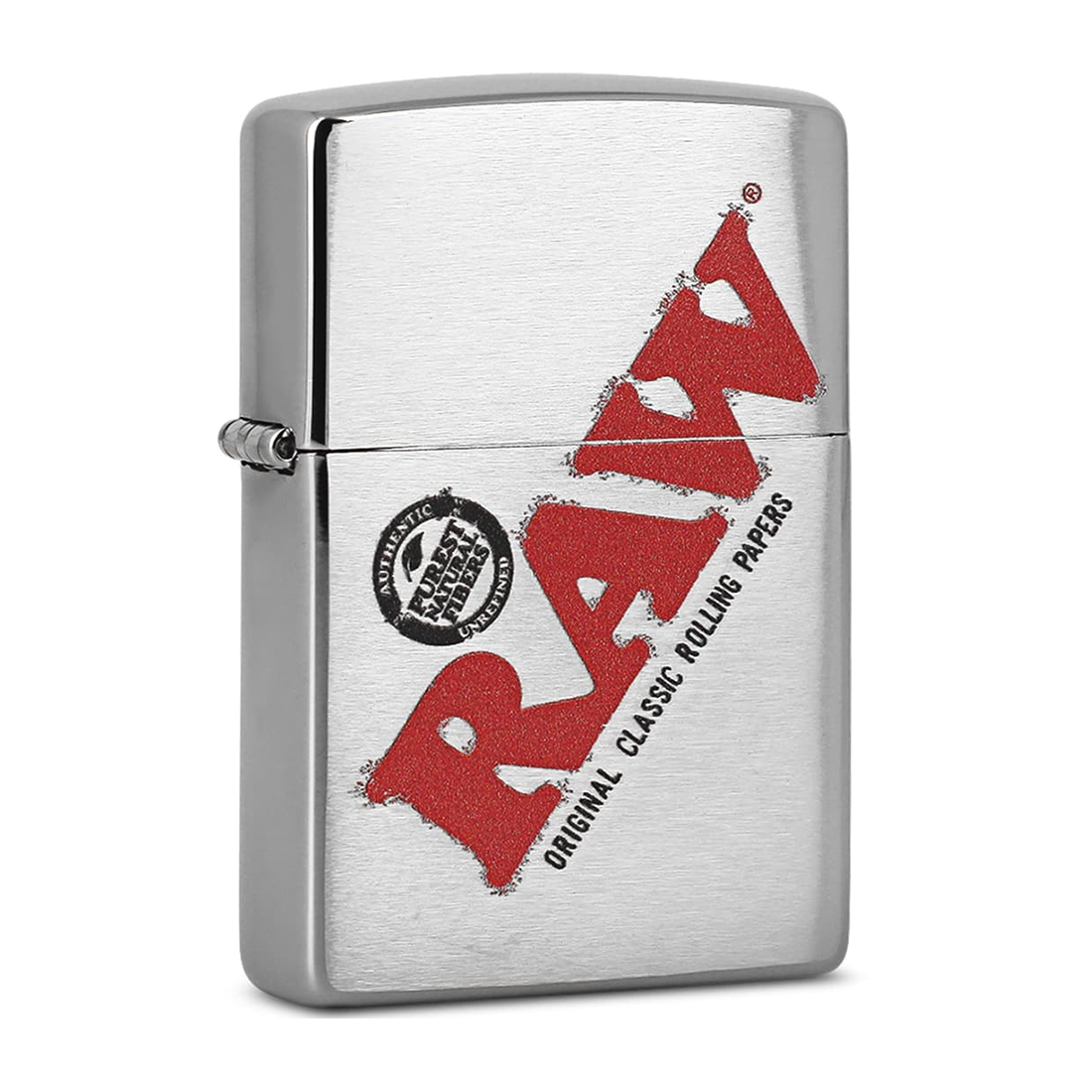 RAW Rolling Papers Brushed Chrome Zippo Lighter