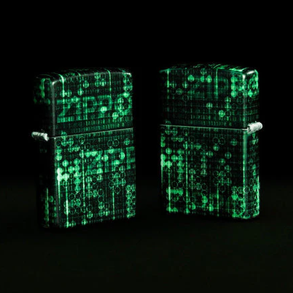 Matrix Style Pattern Glow in the Dark Zippo