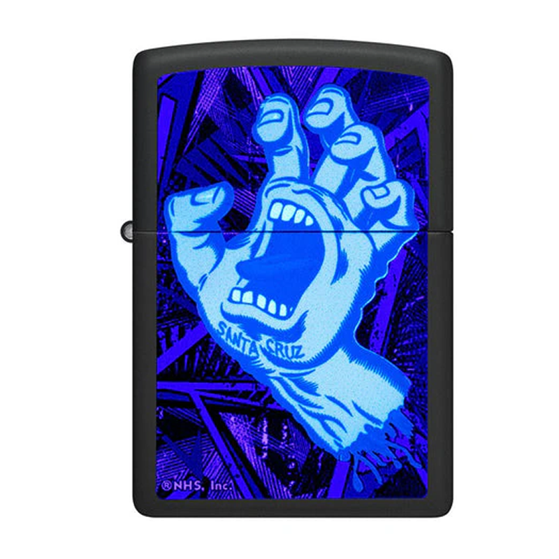 Santa Cruz Screaming Hand Black Light Activated Zippo