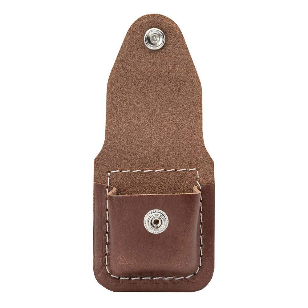 Brown Leather Zippo Lighter Pouch with Clip