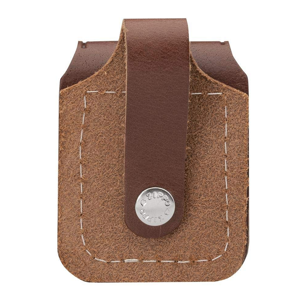 Brown Leather Zippo Lighter Pouch with Belt Loop