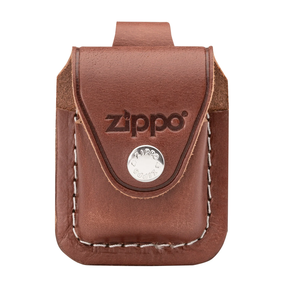 Brown Leather Zippo Lighter Pouch with Belt Loop